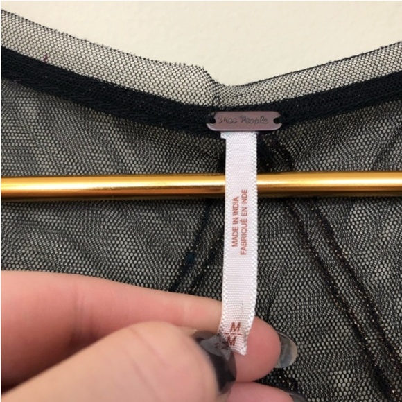 Free People Black Short Embellished Peplum Shirt M - Picture 3 of 8